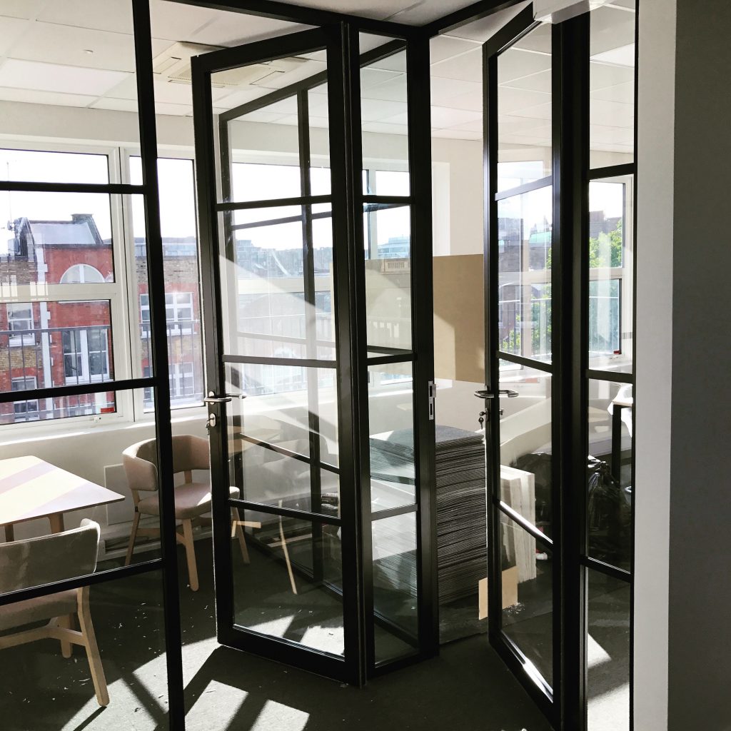 Black Crittall Style Glass Partition Doors