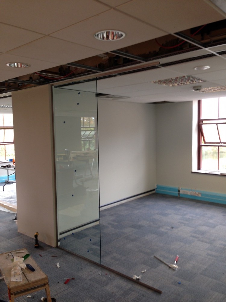 Beginning installation of Glass Partitions